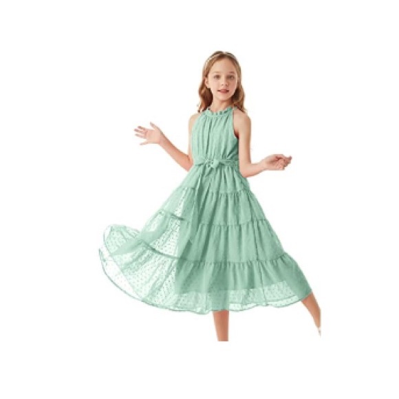 Grace Karin Mint Green Kids Casual Dress - Picture 1 of 10